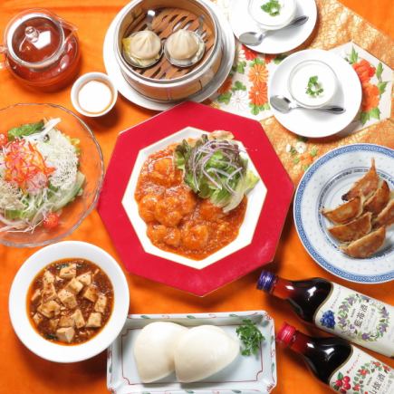 歓送迎会に!!【120分飲放付】エビチリ・アワビ付マーボーおこげコース6600円(税込)