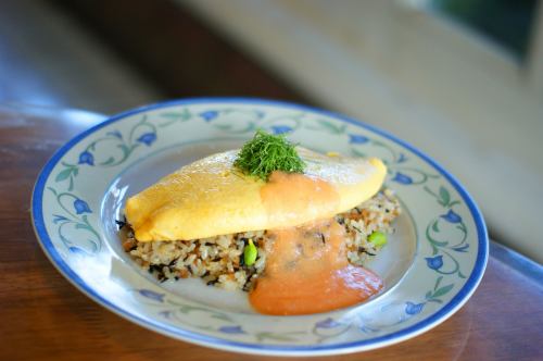 Hijiki and edamame with Japanese-style omelet mentaiko sauce
