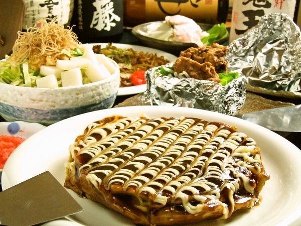 [8 items] 3500 yen course with all-you-can-drink for 2 hours ♪ Enjoy okonomiyaki ♪
