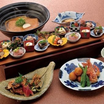 お正月【おうどんの会席 6200円】ご接待や慶事にも最適。脂の乗った旬魚も楽しめる全7品