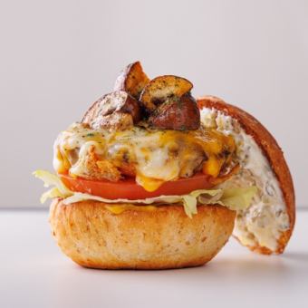 マッシュルームモッツァレラチーズバーガー トリュフオイル添え