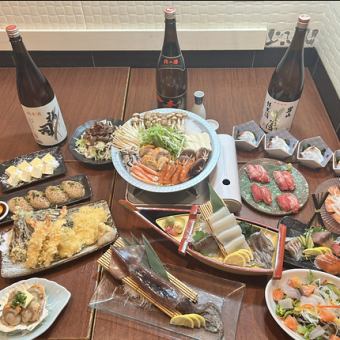 [Goryokaku Winter Ultimate Course] Luxurious 6 kinds of seafood, squid sashimi, scallops, etc. with 3 hours of all-you-can-drink [13 dishes 7,000 yen]