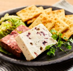 Assortment of pate de campagne and fromage terrine