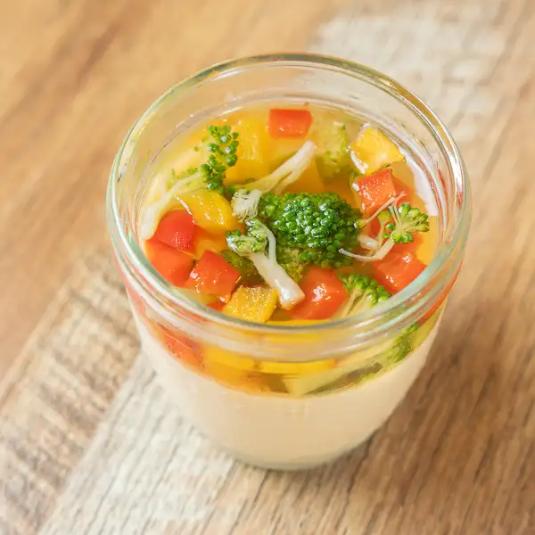 【お出汁と野菜たっぷり】つめた～い茶碗蒸し◆ひんやりツルッと食感！ジュレで華やか、見た目も好評な逸品