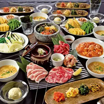 【焼肉宴会 満足コース】2時間(ラストオーダー30分前)飲み放題付!全8品5,000円(税込)