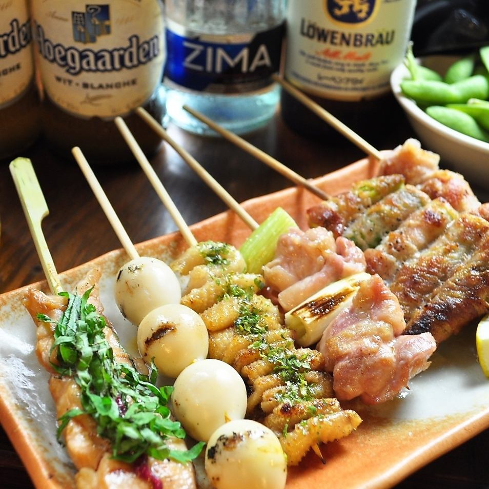 焼き鳥の名店★備長炭火焼き鳥を生ビールでグイッと！飲み放題◎