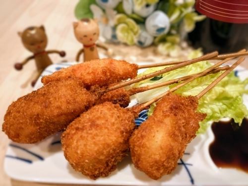 5 skewers of fried skewers