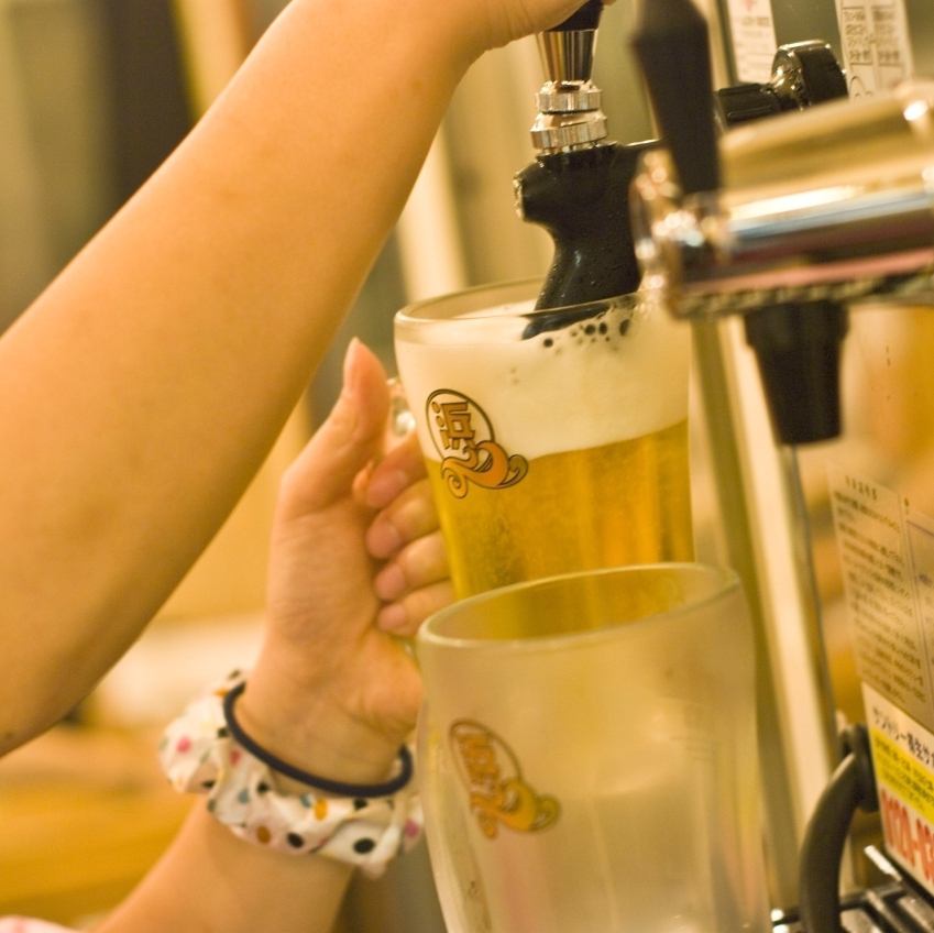 コースも単品飲み放題も生ビール付き☆
