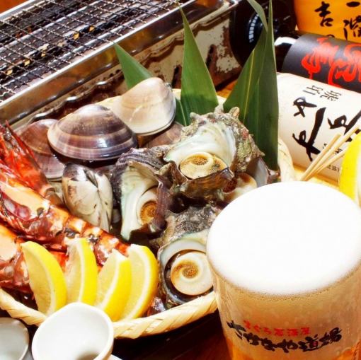 おすすめ浜焼き3種+120分生ビール付き飲み放題!【浜焼きお試しセット税込3100円】