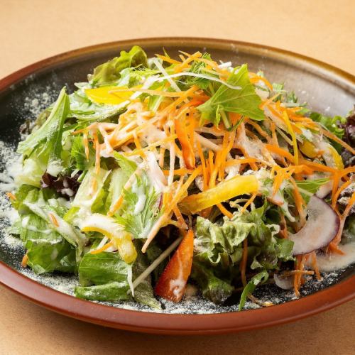 Caesar salad with three kinds of cheese and colorful vegetables