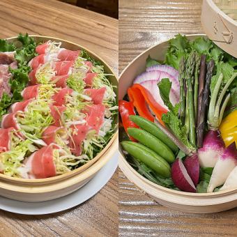 【土日祝日用】夏バテ防止のせいろ蒸しセット！2600円(税込)＋500円で追加のお品物ございます♪