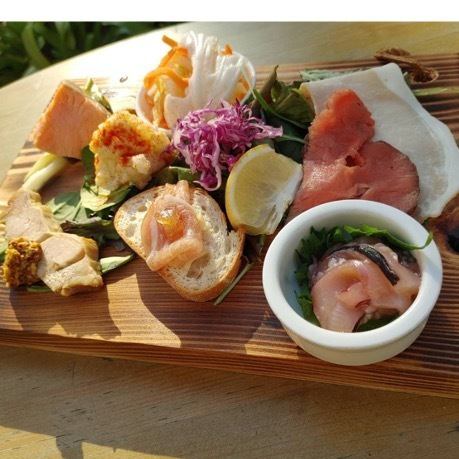 Assorted appetizers for traveling around Japan on one plate