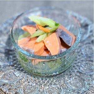 Naoshichi marinated raw salmon