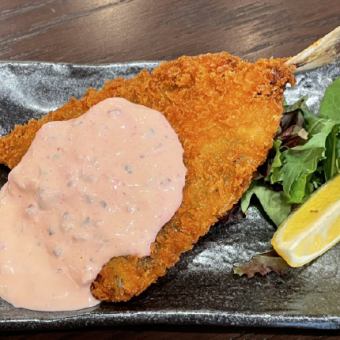 アジフライ　ピンクのタルタルソース
