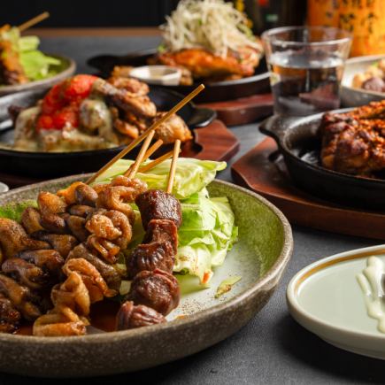 当日供应!我们的招牌菜是唐玉!炸鸡肉串!2小时畅饮生啤!炸鸡套餐超值!7道菜仅需4000日元