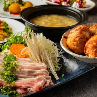精緻美味！明太子煎蛋捲佐三玄豬肉火鍋♪ 含2小時暢飲生啤《雞蛋盛宴套餐》雞蛋盛宴♪ 共8道菜 5500日元