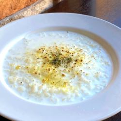 Grilled cheese risotto with lots of parmesan