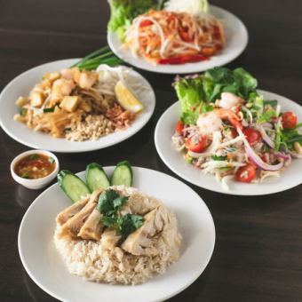 【90分飲放付】パッタイ(タイ風焼きそば)など≪全3品≫☆飲み放題付セット料理5500円(税込)♪