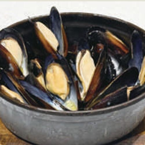 Plenty of mussels steamed in white wine