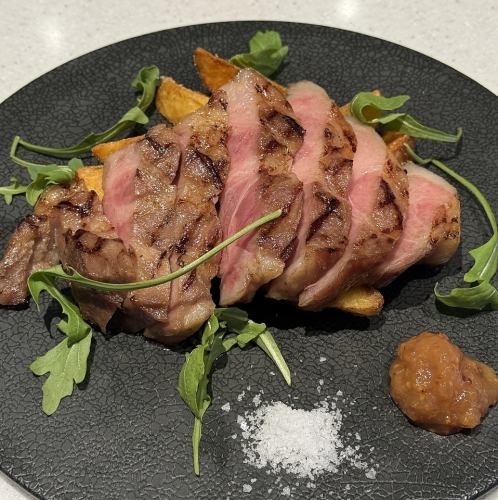 Grilled Iwate SPF pork shoulder loin with seasonal mostarda