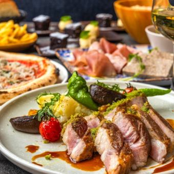 [Standard] 7 dishes including crab tomato cream pasta and grilled Iwachu pork (a premium brand of pork), 2 hours all-you-can-drink for 6000 yen
