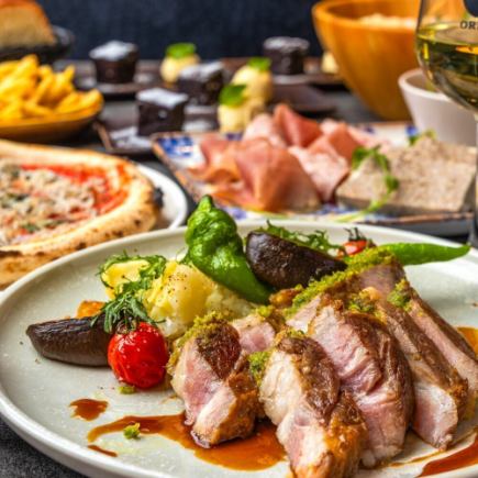 [Standard] 7 dishes including crab tomato cream pasta and grilled Iwachu pork (a premium brand of pork), 2 hours all-you-can-drink for 6000 yen