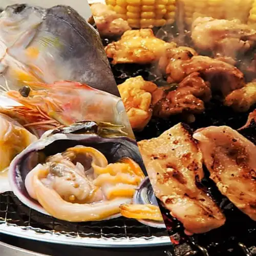 【人気集結】焼肉と海鮮のハーフ&ハーフコース全10品5500円(税込)◆贅沢よくばりセットです★