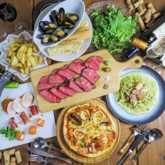 [2.5 hours with all-you-can-drink] Perfect for year-end parties! A luxurious 7-course meal with domestic roast beef, pasta and pizza