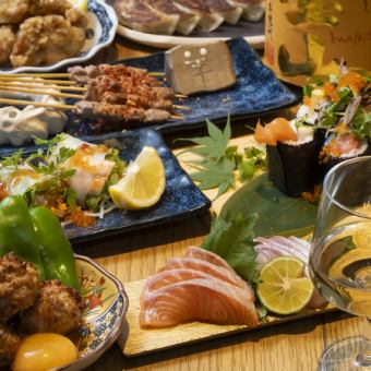 【ランチタイム限定】季節のお刺身や自慢の鶏料理、餃子を堪能できる昼飲みコース5000円(税込)