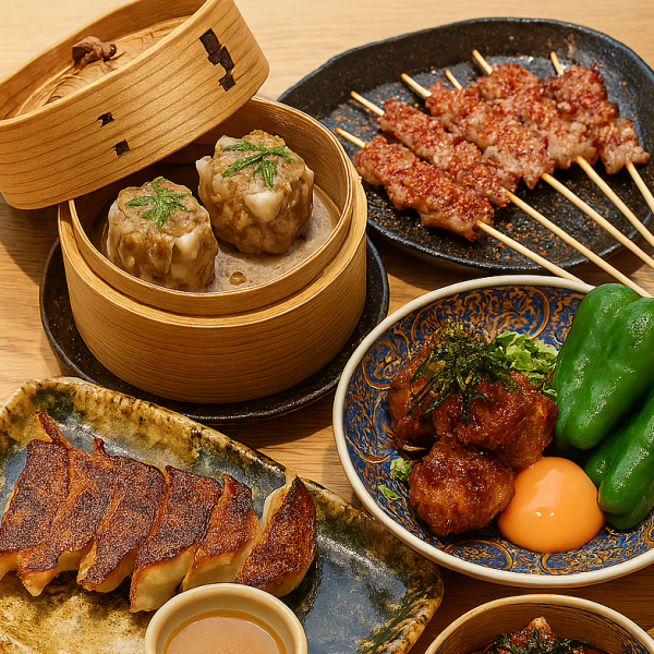 【 4つのモノノケ】やきとり ひつじ、ぎょうざ、しゅうまいなど 多様な料理とお酒が自慢