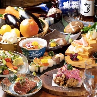 [附2小時無限暢飲] 優雅的“京河套餐”，您可以享用時令海鮮、特選黑毛和牛以及其他京都美食。