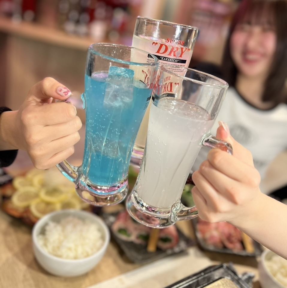 【超コスパ】　飲み放題60分４80円（税込）！！　栄駅すぐの大衆焼肉酒場