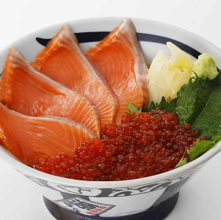 サーモン親子丼 (酢飯/味噌汁)