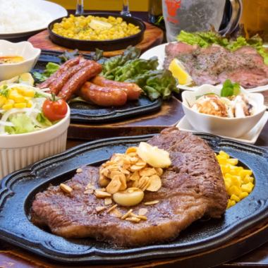 體積◎2→2.5 H所有你可以喝當然1磅牛排(453.6克)/烤牛肉7項5000日元