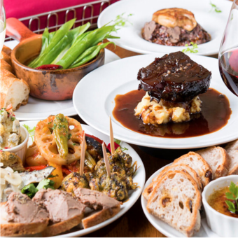 【2.5時間飲み放題】7,000円コース 牛スネ肉の赤ワイン煮込み、無菌生牡蠣などお食事多めの全8品