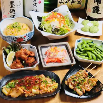 全8品【生ビール宮城の地酒付き平日180分土曜日１２０分飲み放題】『お手軽コース』