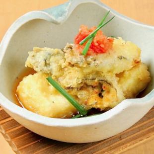 Chewy sesame tofu and deep-fried oysters