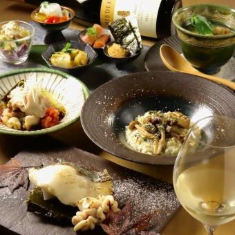 酒肴6品の『壱の膳』+魚・肉料理の『弐の膳』+〆の蕎麦!お手軽お膳料理3000円(飲み放題別途)