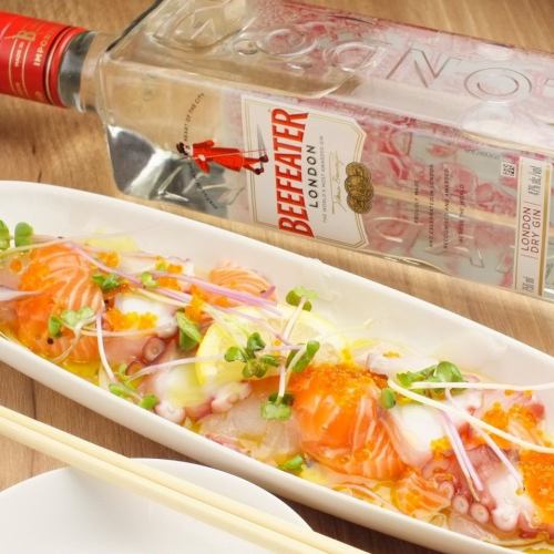 [Fresh fish carpaccio with yuzu pepper] Plenty of 3-4 kinds of seafood! 790 yen (excluding tax)