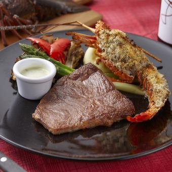 Furano Wagyu Sirloin Steak & Lobster and Maitake Mushroom Falci