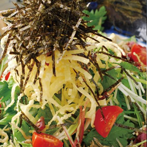 Crunchy Japanese vegetable and anchovy salad