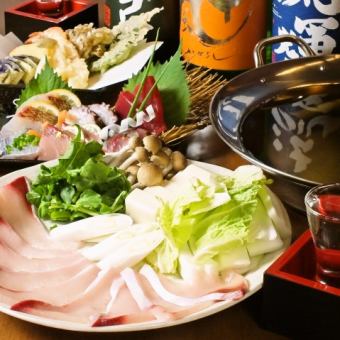 ◆獻給日本酒愛好者◆ 【黃尾魚涮鍋套餐】2小時無限暢飲珍稀日本酒⇒6,800日元