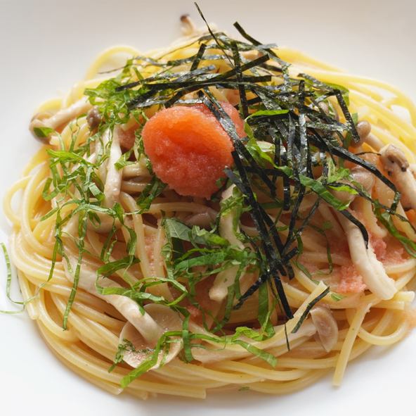 홋카이도산 타코시메지 오오바의 일본식 파스타