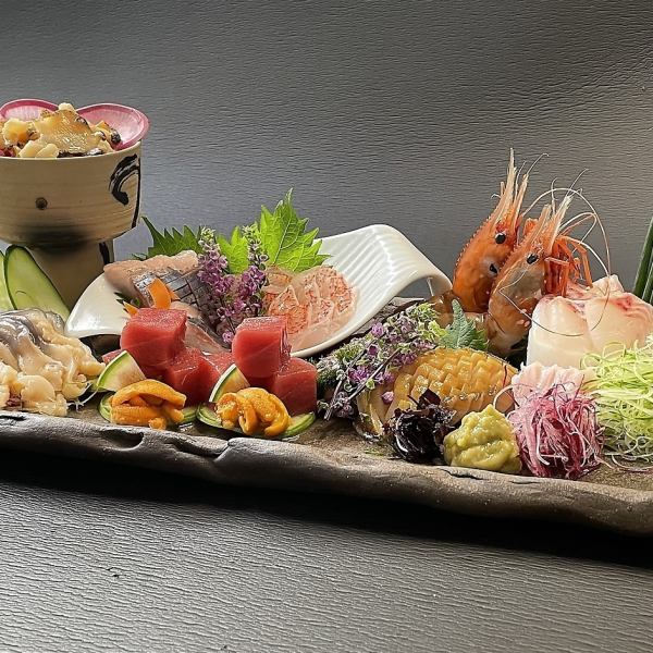 We offer a variety of extremely fresh sashimi.