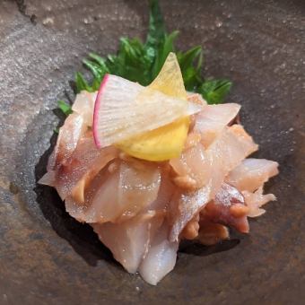 鮮魚昆布〆鯛白子和え