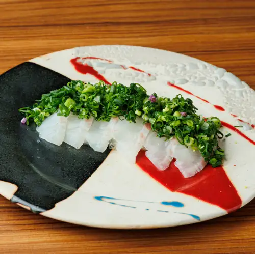 柚子ポン酢　鯛のねぎだくてっさ風