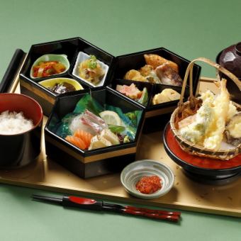 【ムスリム和食】天ぷら盛り合わせや猪口3種盛りを満喫「タリック天ぷら御膳」《全7品》3,300円