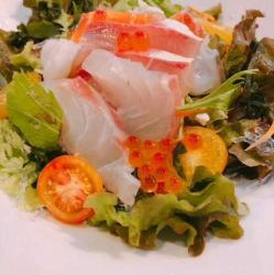 Seafood salad with plenty of sashimi