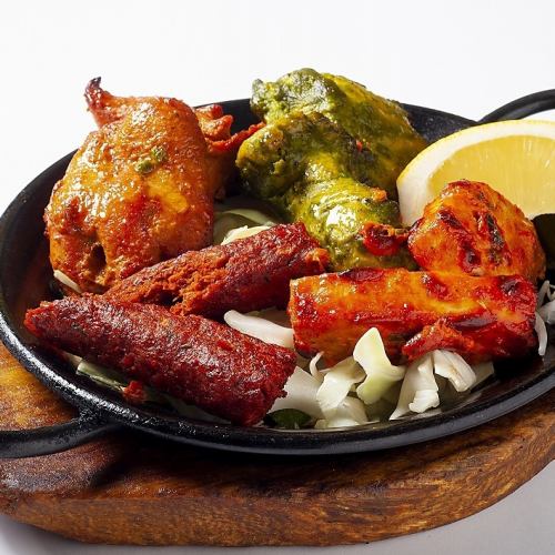 [Tandoori platter] Chicken tikka/seekh khapab/green khapab/fish tikka all on top◎