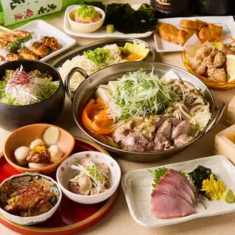 【3時間飲み放題】秋の肉宴会『鶏水炊きコース ～照葉～』〈9品〉4500円
